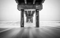 Ocean Dream - Black and white Florida fishing pier photo